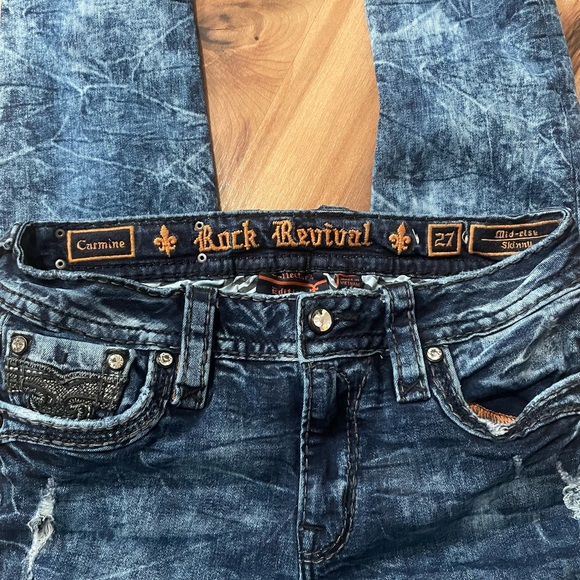 Rock Revival Collector’s Edition Mid Rise Carmine Skinny Jeans Sz 27 - Picture 10 of 11